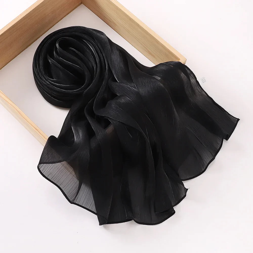 Shimmershawl Silk Hijab Scarf Breathable Cool Island Satin Medine Silk Veil Muslim Hijab Shiny Silk Shawl Women's Scarves Tippet